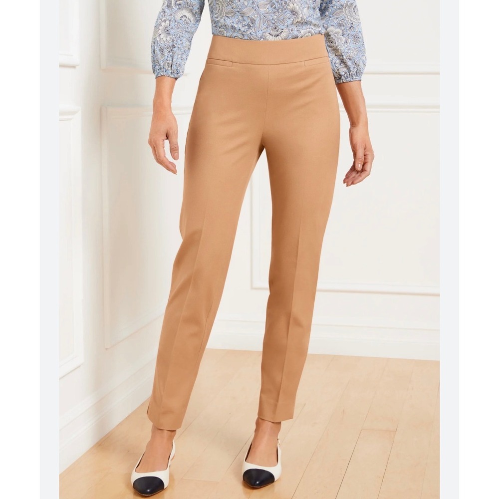 Talbots Ankle Pants Camel Tan Slim Leg Stretch Trousers Womens 4